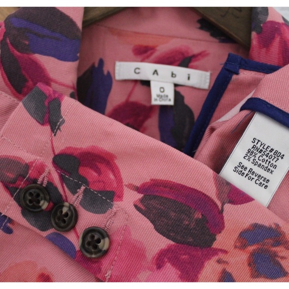 CAbi Pink Rose Garden Floral Buttoned Jacket Blazer Preowned XS - Picture 14 of 15